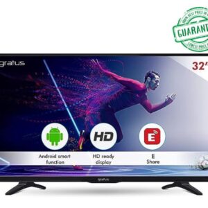 Gratus 32 Inchs HD LED Smart TV 2 HDMI High Resolution Superior Sound Black Model-GASLED32ACHD1 | 1 Year Brand Warranty.