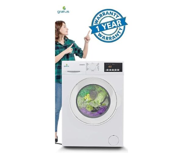 Gratus 7 kg Washing Machine Front Loading With 1200RPM White Model-GFW7502WEVTX | 1 Year Brand Warranty.