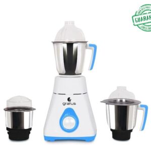 Gratus Mixer Grinder Powerful Copper Motor With 3 Strong Steel Jars White 800Watts Model-8003TI | 2 Year Brand Warranty.