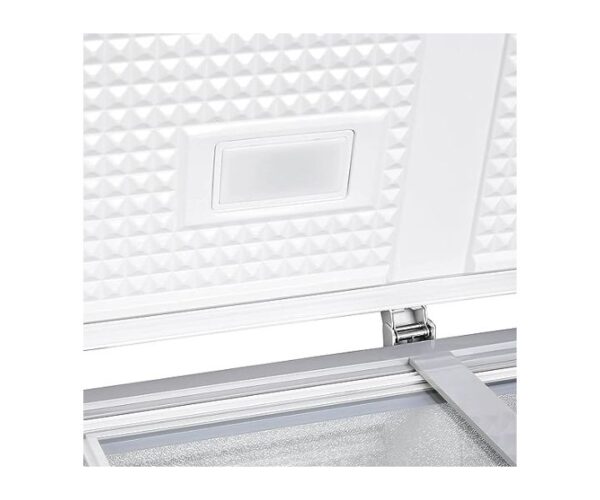 Gratus 650 Litres Tropicalized Chest Freezer With 2 Doors, External Handle, Inner shelf, Lock & Key, Internal LED White Model-GCFR650WDX | 1 Year Full 5 Years Compressor Warranty.