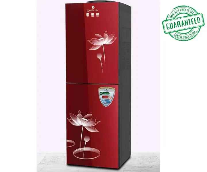 Gratus 3 Tap Water Dispenser Two Doors With Inbuilt Refrigerator Color Red Model-GWD302ACRCWDX | 1 Year Full 2 Years Compressor Warranty.