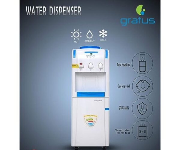 Gratus 3 Tap Water Dispenser With 3 Floor Standing HOT/CHILL/NORMAL White Model-GWD503VIFSW | 2 Year Brand Warranty.
