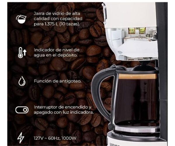Daewoo 1.25 Litres Coffee Maker 13 Cup Drip With Glass Kettle, 800W Black Model-DW-DCM-337B | 1 Year Brand Warranty.