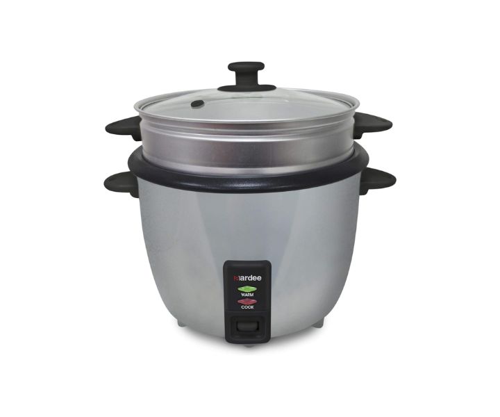 Aardee Rice Cooker With Aluminium Steamer Additional thermostat Cool-touch handles 600ml Grey Model-ARRC-604D | 1 Year Brand Warranty.