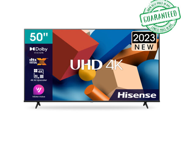 Hisense 50 Inch UHD 4K Smart TV VIDAA Dolby DTS HD Sound High Contrast (New 2023-24) Model 50A6K | 1 Year Warranty.