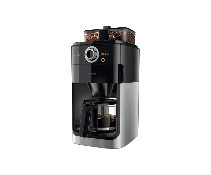 Philips Grind And Brew Coffee Maker With Glass Jug Black/Silver Model HD7762 | 1 Year Full Warranty