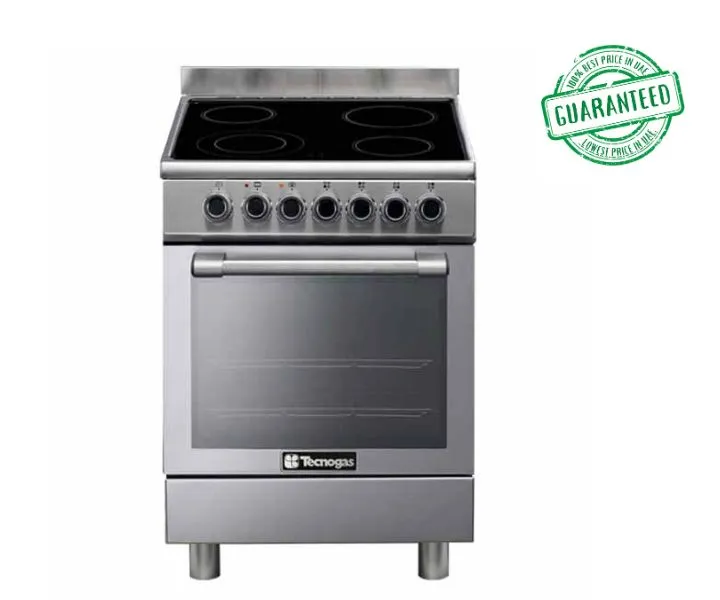 Tecnogas Superiore 60*60 cm Ceramic Cooker Electric Oven With Convection Fan Silver Model-TG-N2X66EVTC  | 1 Year Brand Warranty.