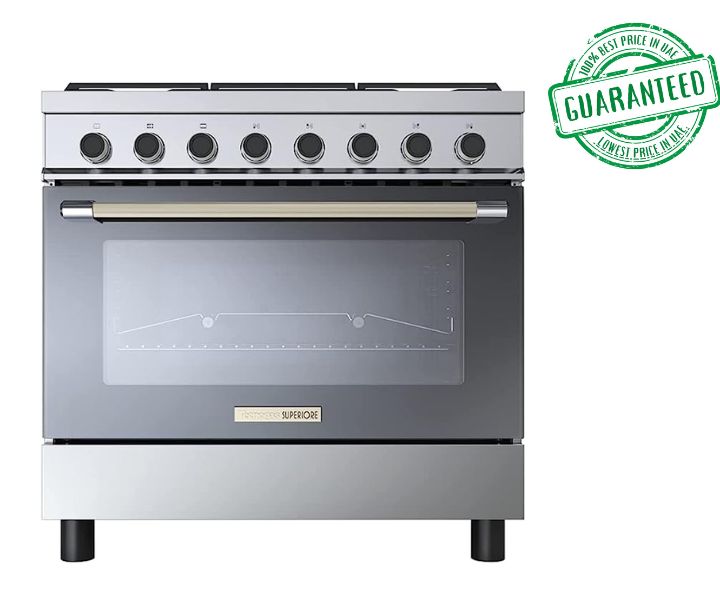 Tecnogas Superiore  90*60 cm Gas Cooker Oven With Convection Fan Silver Model-TG-TCUS96GGT5X | 1 Year Brand Warranty.