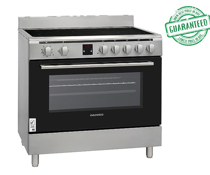 Daewoo Ceramic Cooker 90 * 60cm Electric Oven With Convection Fan Silver Model-DW-DCC-S965HF | 1 Year Brand Warranty.
