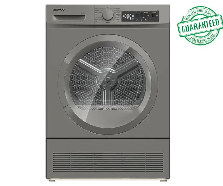 Daewoo 8 KG Condenser Tumble Dryer For Clothes Grey Model-DW-DCD-8S15P | 1 Year Brand Warranty.
