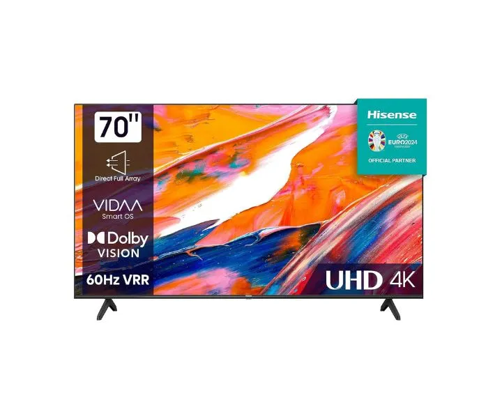 Hisense 70 Inch 4K UHD Smart Tv with Dolby Vision YouTube/ Netflix Black Model 70A61K | 1 Year Full Warranty