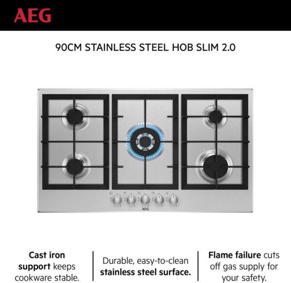  AEG 90Cm 5 Burners Gas Hob HGB95320SM