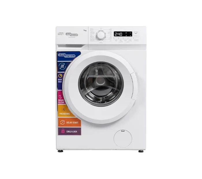 Super General 7 Kg Front Load Washing Machine 1200 RPM White Model SGW7250NLED | 1 Year Warranty.