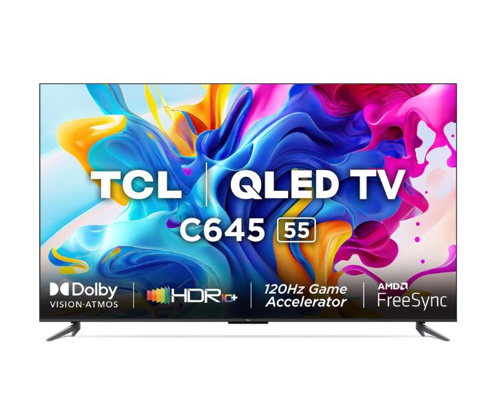 TCL 55 Inches 4K Ultra HD Smart QLED Google TV Black Model-55C645 | 1 Year Warranty
