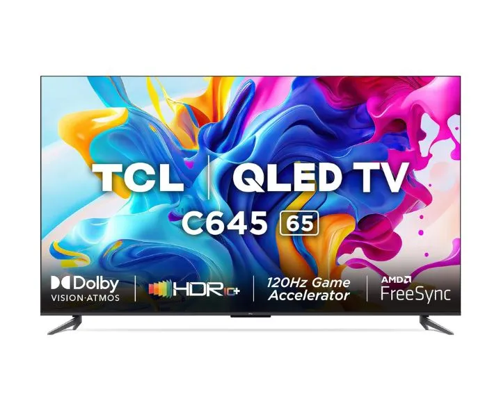 TCL 65 Inches 4K Ultra HD Smart QLED Google TV Black Model-65C645 | 1 Year Warranty