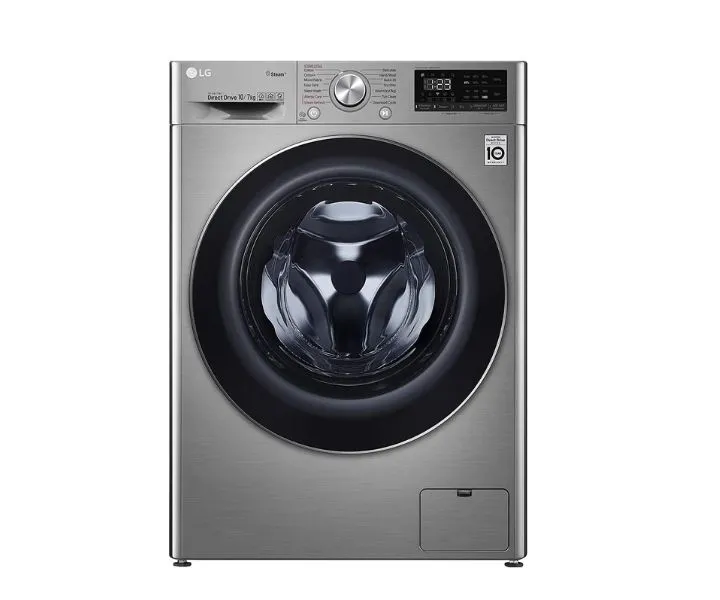 LG 10.5 Kg Washer 7 Kg Dryer Front Load Washing Machine DD Steam+ Bigger 1400 RPM Color Silver Model – F4V5RGP2T – 1 Year Warranty.