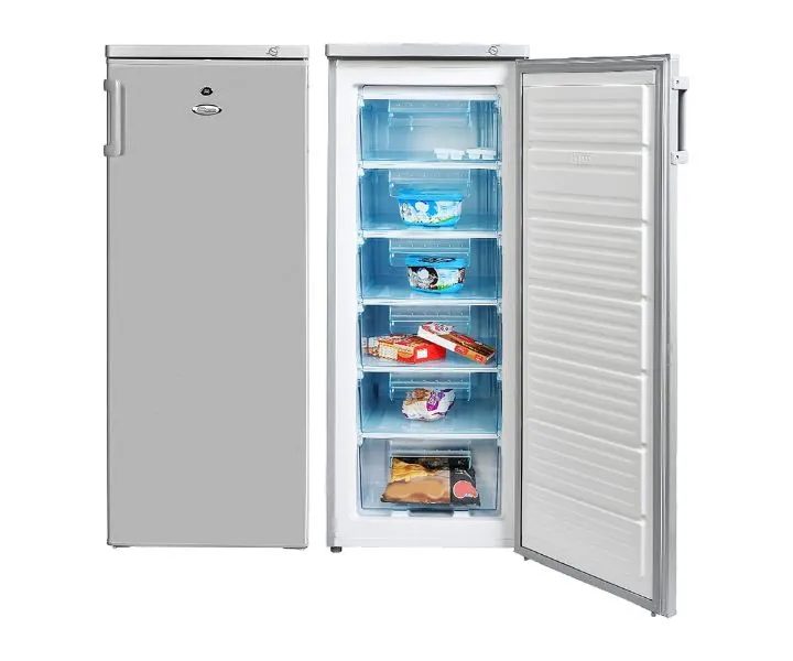 Super General 330 Liter Upright Freezer Compact Deep-Freezer with 6 Plastic Drawers, Lock and Key Color Silver Model ‎SGUF307HS – 1 Year Full 5 Year Compressor Warranty